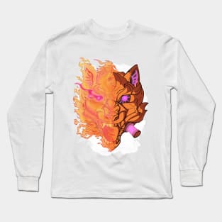 Metal Cyber Wolf Unleashed Long Sleeve T-Shirt